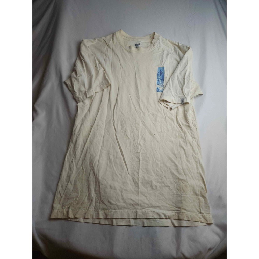 Speedo Mens Graphic T-Shirt Cream Off-White Cotton Short Sleeve Size Large